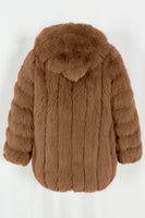 Laden Sie das Bild in den Galerie-Viewer, Kaffee Puffiger Langärmel Hooded Faux-Pelz-Damenmantel