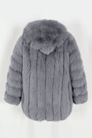 Laden Sie das Bild in den Galerie-Viewer, Kaffee Puffiger Langärmel Hooded Faux-Pelz-Damenmantel