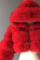 Laden Sie das Bild in den Galerie-Viewer, Königsblauer Kapuzenmantel mit Kunstpelz verdickter Frauenmantel