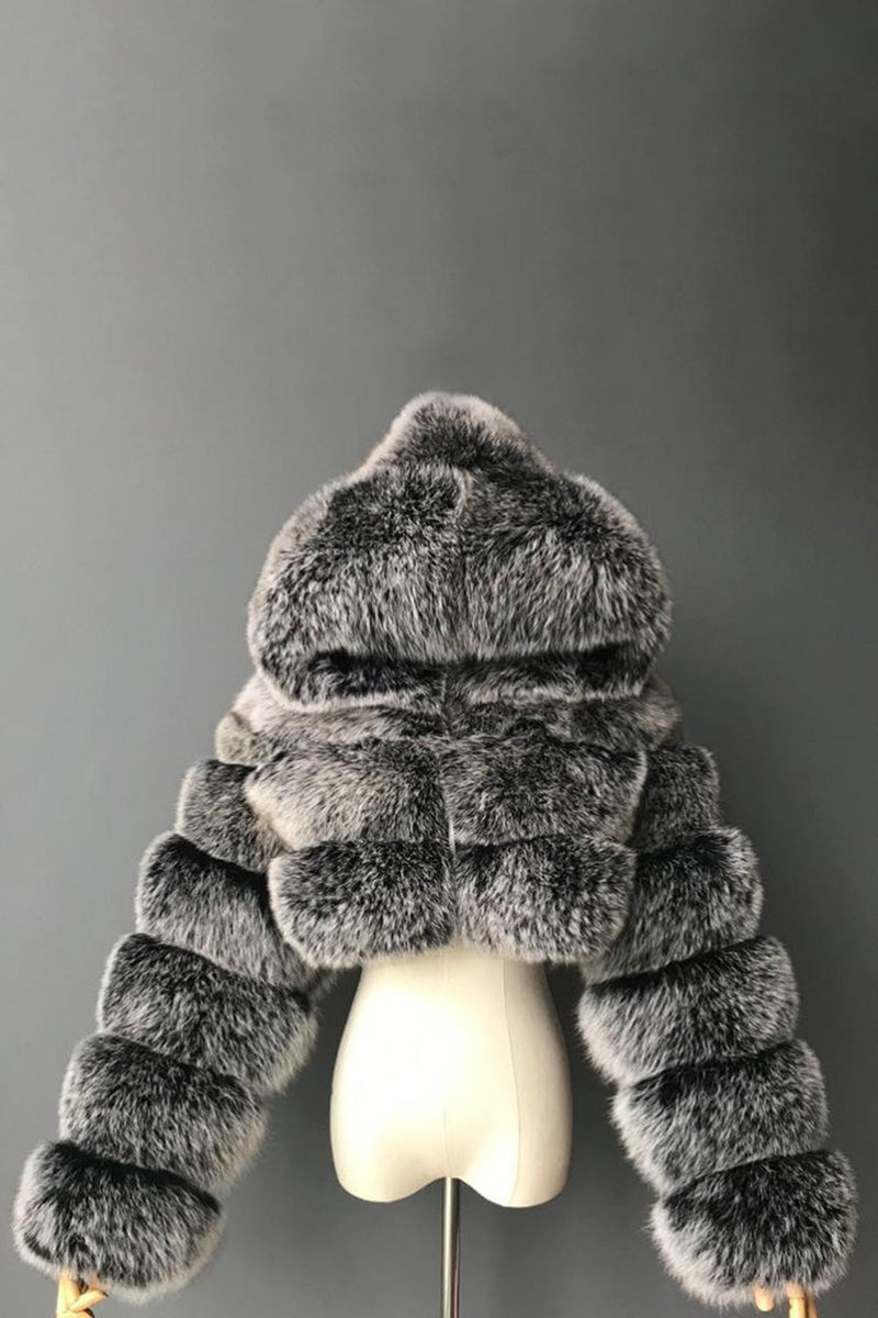 Laden Sie das Bild in den Galerie-Viewer, Königsblauer Kapuzenmantel mit Kunstpelz verdickter Frauenmantel