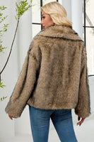 Laden Sie das Bild in den Galerie-Viewer, Kunstpelz Verdickter Brauner Frauenmantel mit Revers