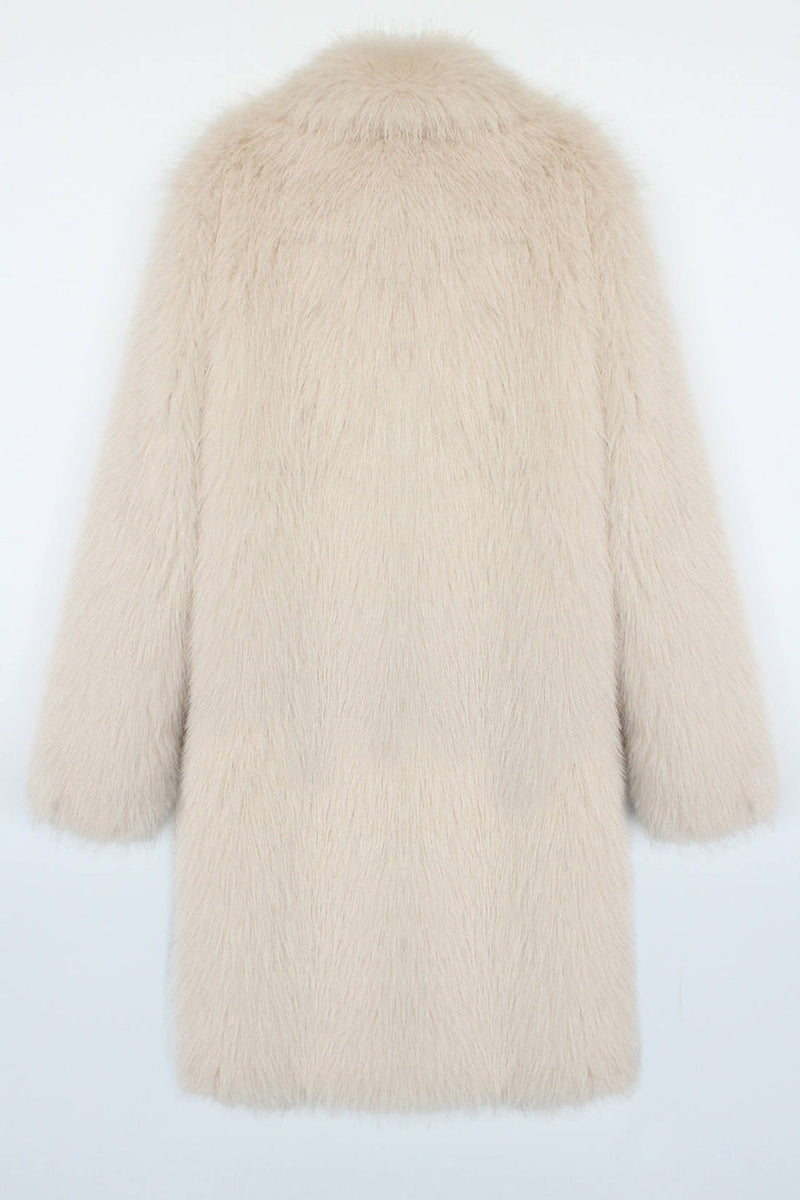 Laden Sie das Bild in den Galerie-Viewer, Königsblauer Revers Einfarbiger Kunstpelz Damenmantel