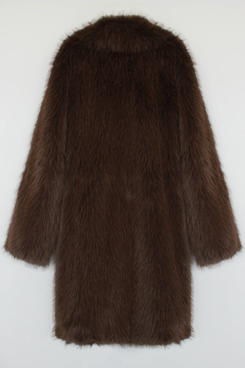 Laden Sie das Bild in den Galerie-Viewer, Königsblauer Revers Einfarbiger Kunstpelz Damenmantel