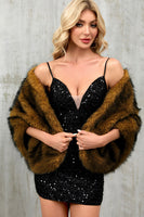 Laden Sie das Bild in den Galerie-Viewer, Kaffee Kunstpelz Frauen warmer Schal-Wickelmantel