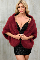 Laden Sie das Bild in den Galerie-Viewer, Kaffee Kunstpelz Frauen warmer Schal-Wickelmantel