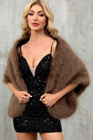 Laden Sie das Bild in den Galerie-Viewer, Kaffee Kunstpelz Frauen warmer Schal-Wickelmantel