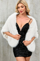 Laden Sie das Bild in den Galerie-Viewer, Kaffee Kunstpelz Frauen warmer Schal-Wickelmantel