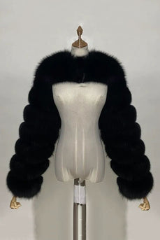 Stahlgrauer Kunstfuchsfell Winterschal Damenmantel