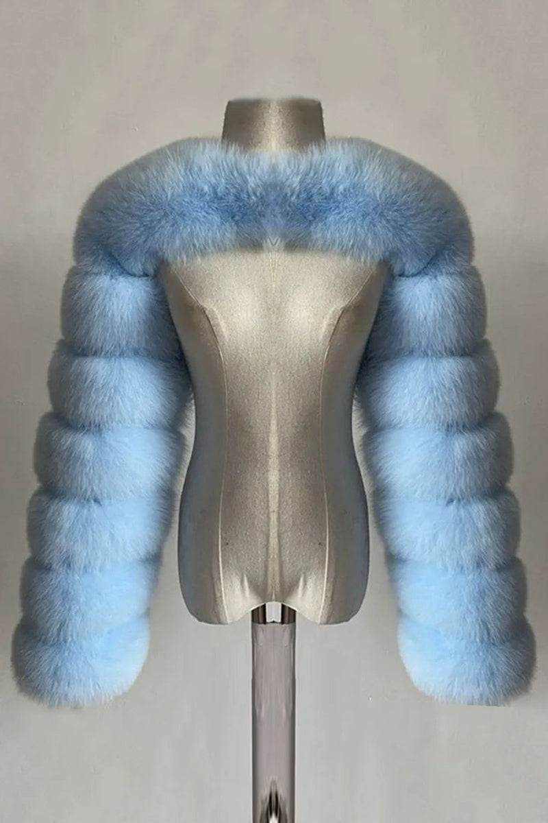 Laden Sie das Bild in den Galerie-Viewer, Stahlgrauer Kunstfuchsfell Winterschal Damenmantel