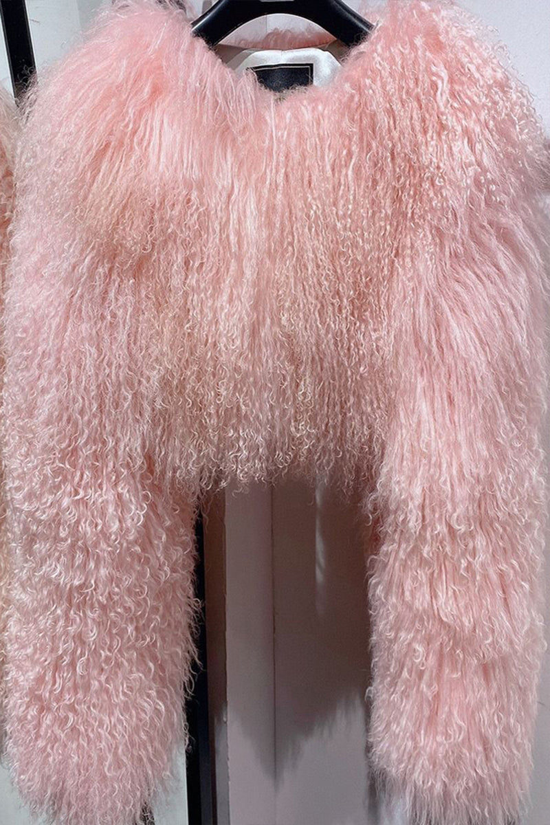 Laden Sie das Bild in den Galerie-Viewer, Kurzer Wintermantel mit hellgrünem Kunstfell