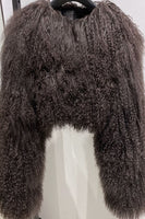 Laden Sie das Bild in den Galerie-Viewer, Kurzer Wintermantel mit hellgrünem Kunstfell