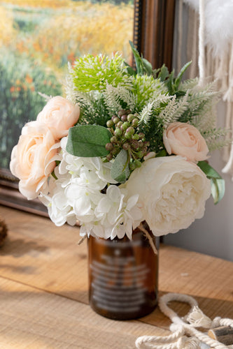 Romantischer Künstlicher Hochzeitsblume Rosa und Weißer Brautstrauß