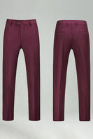 Laden Sie das Bild in den Galerie-Viewer, Burgunderrote Hoch Taillierte Herrenanzüge und Hochzeitshosen für Hochzeit