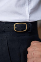 Laden Sie das Bild in den Galerie-Viewer, Schwarze Hoch Taillierte Herrenhosen mit geradem Bund