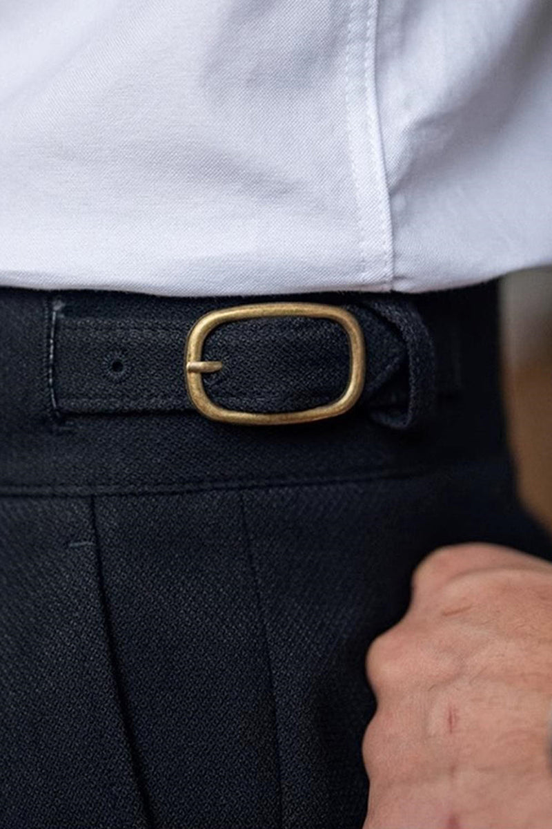 Laden Sie das Bild in den Galerie-Viewer, Schwarze Hoch Taillierte Herrenhosen mit geradem Bund