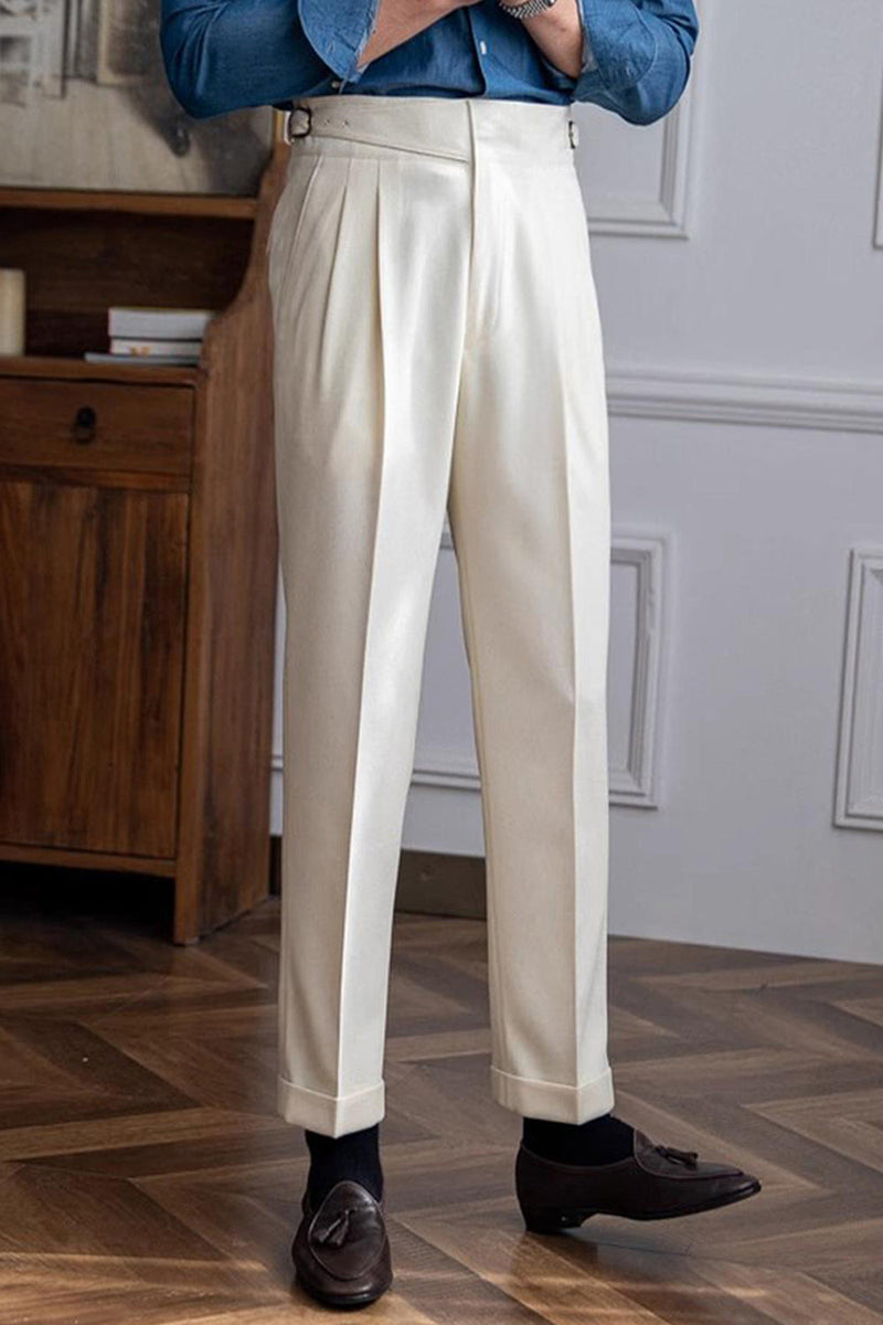 Laden Sie das Bild in den Galerie-Viewer, Schwarze Hoch Taillierte Herrenhosen mit geradem Bund