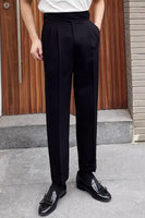 Laden Sie das Bild in den Galerie-Viewer, Blaue Hoch Taillierte Herrenanzughose