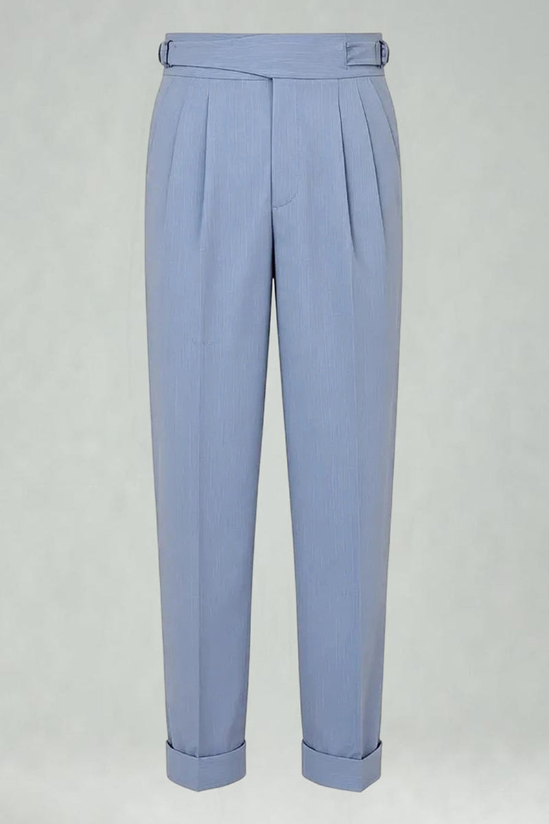 Laden Sie das Bild in den Galerie-Viewer, Blaue Hoch Taillierte Herrenanzughose