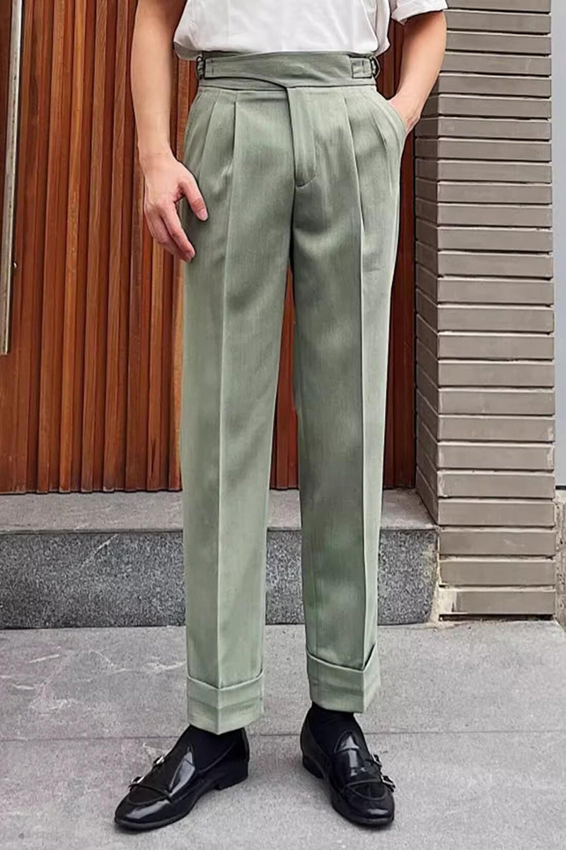 Laden Sie das Bild in den Galerie-Viewer, Blaue Hoch Taillierte Herrenanzughose