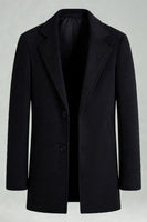 Laden Sie das Bild in den Galerie-Viewer, Schwarzer Einreihiger Revers Wintermantel für Herren