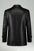 Laden Sie das Bild in den Galerie-Viewer, Schwarzer Einreihiger Herren Trenchcoat aus Reversledern