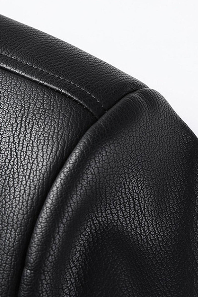 Laden Sie das Bild in den Galerie-Viewer, Schwarzer Einreihiger Herren Trenchcoat aus Reversledern