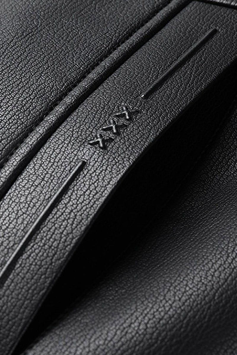 Laden Sie das Bild in den Galerie-Viewer, Schwarzer Einreihiger Herren Trenchcoat aus Reversledern