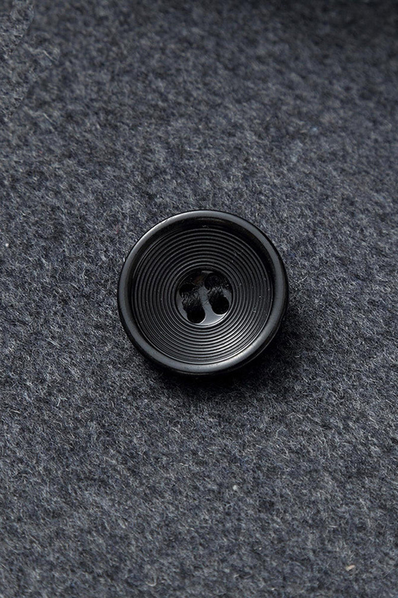 Laden Sie das Bild in den Galerie-Viewer, Peak Revers Doppelreihiger Langer Grauer Wintermantel für Männer