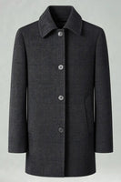 Laden Sie das Bild in den Galerie-Viewer, Dunkelgrauer Einreihiger Langer Herrenmantel mit einreihendem Revers