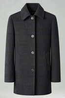 Laden Sie das Bild in den Galerie-Viewer, Dunkelgrauer Einreihiger Langer Herrenmantel mit einreihendem Revers