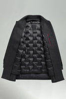 Laden Sie das Bild in den Galerie-Viewer, Dunkelgrauer Einreihiger Langer Herrenmantel mit einreihendem Revers