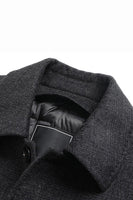 Laden Sie das Bild in den Galerie-Viewer, Dunkelgrauer Einreihiger Langer Herrenmantel mit einreihendem Revers