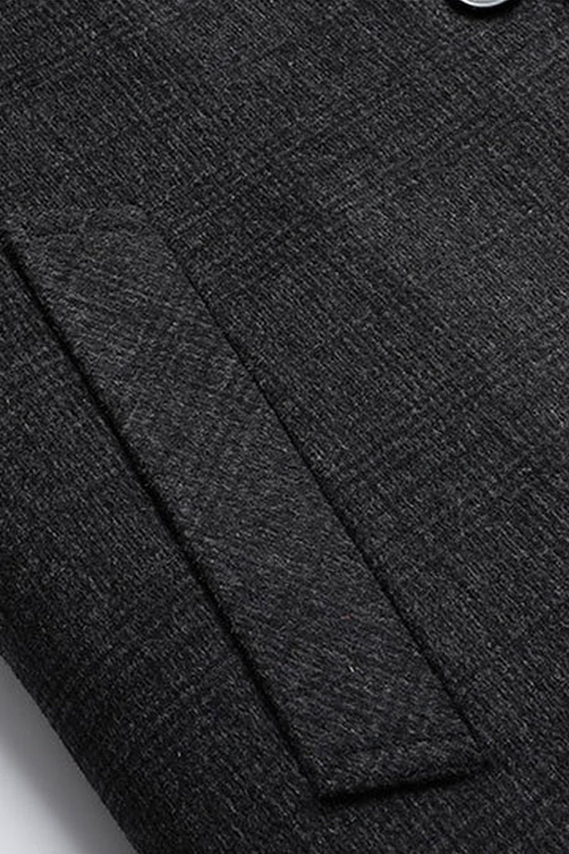 Laden Sie das Bild in den Galerie-Viewer, Dunkelgrauer Einreihiger Langer Herrenmantel mit einreihendem Revers