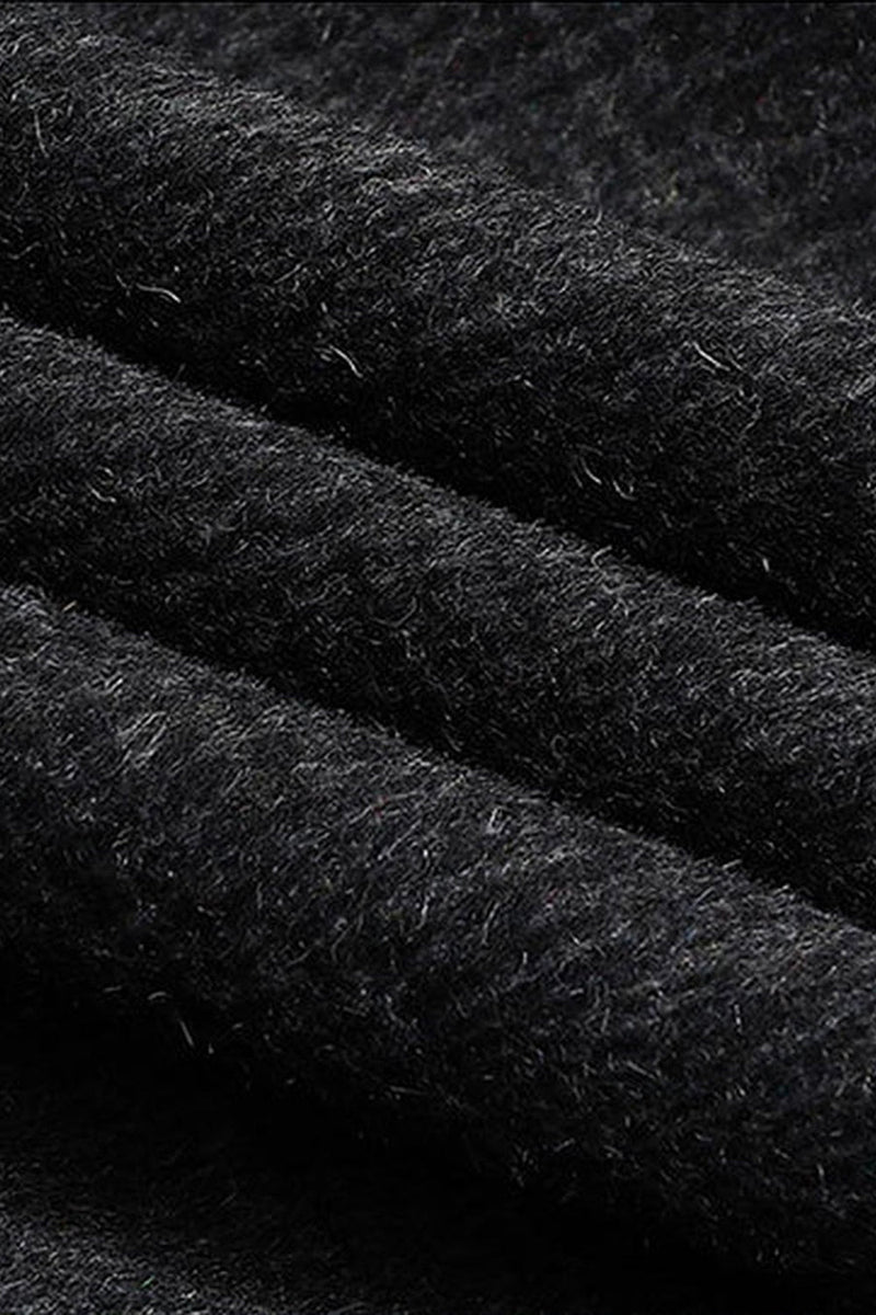 Laden Sie das Bild in den Galerie-Viewer, Dunkelgrauer Einreihiger Langer Herrenmantel mit einreihendem Revers