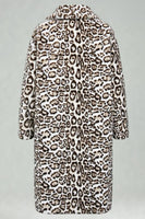 Laden Sie das Bild in den Galerie-Viewer, Elfenbein Leopard Faux Fur Warmth Langer Herrenmantel mit Taschen