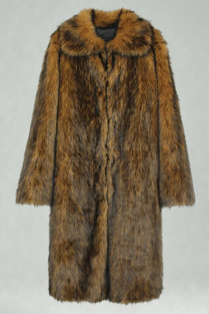 Laden Sie das Bild in den Galerie-Viewer, Weißer Schal Revers Kunstpelz Langmantel für Männer