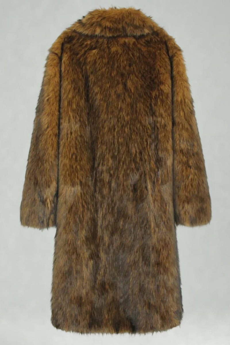 Laden Sie das Bild in den Galerie-Viewer, Weißer Schal Revers Kunstpelz Langmantel für Männer