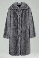 Laden Sie das Bild in den Galerie-Viewer, Weißer Schal Revers Kunstpelz Langmantel für Männer