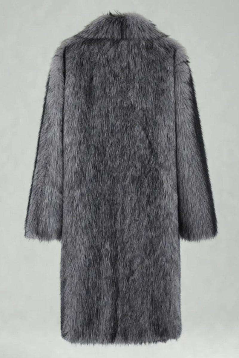 Laden Sie das Bild in den Galerie-Viewer, Weißer Schal Revers Kunstpelz Langmantel für Männer