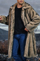 Laden Sie das Bild in den Galerie-Viewer, Weißer Schal Revers Kunstpelz Langmantel für Männer