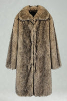 Laden Sie das Bild in den Galerie-Viewer, Weißer Schal Revers Kunstpelz Langmantel für Männer