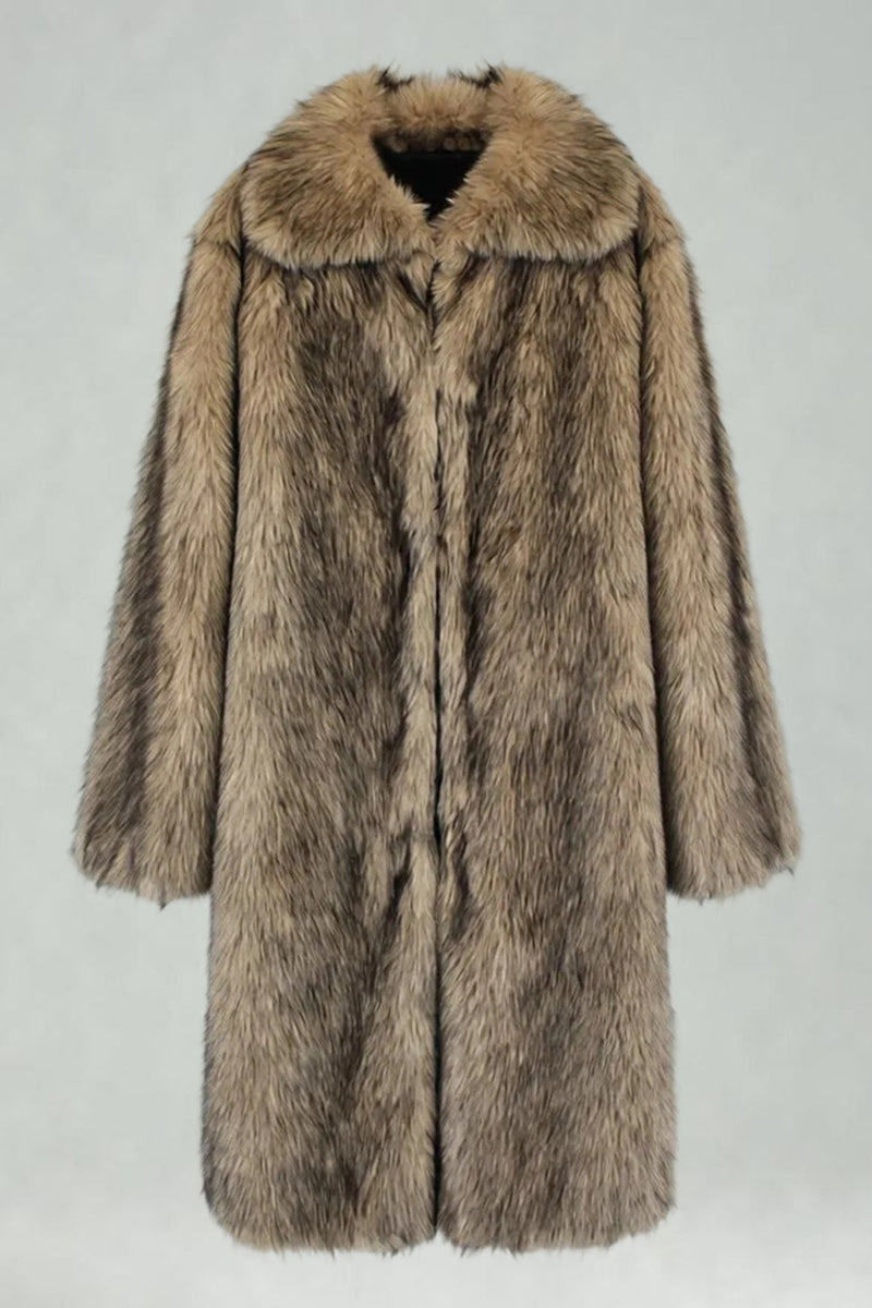 Laden Sie das Bild in den Galerie-Viewer, Weißer Schal Revers Kunstpelz Langmantel für Männer