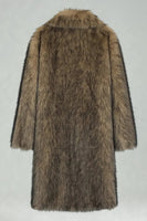 Laden Sie das Bild in den Galerie-Viewer, Weißer Schal Revers Kunstpelz Langmantel für Männer