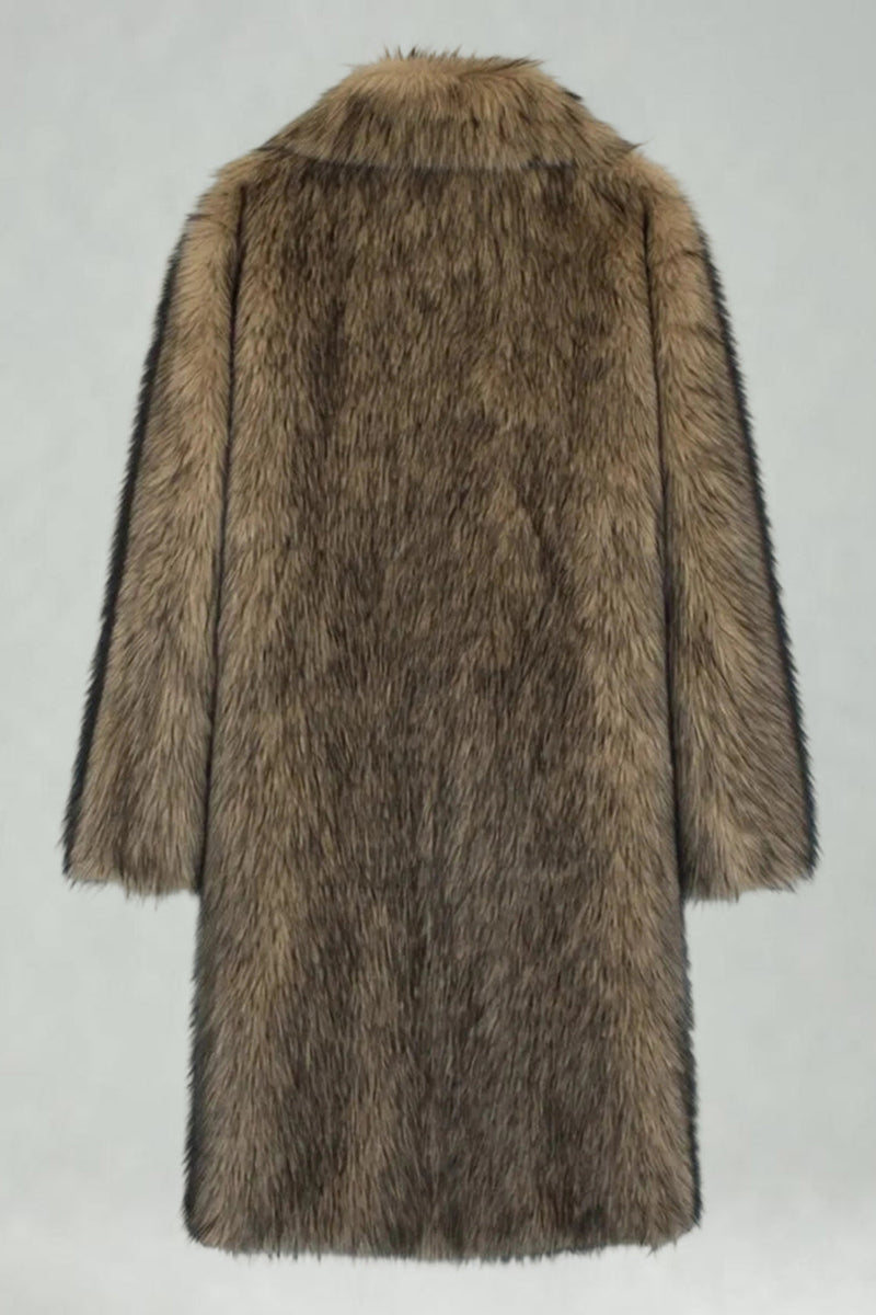 Laden Sie das Bild in den Galerie-Viewer, Weißer Schal Revers Kunstpelz Langmantel für Männer