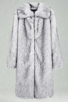 Laden Sie das Bild in den Galerie-Viewer, Weißer Schal Revers Kunstpelz Langmantel für Männer