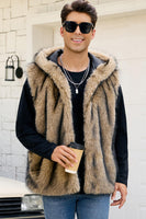 Laden Sie das Bild in den Galerie-Viewer, Kapuzenweste aus Kamelpelz für Männer