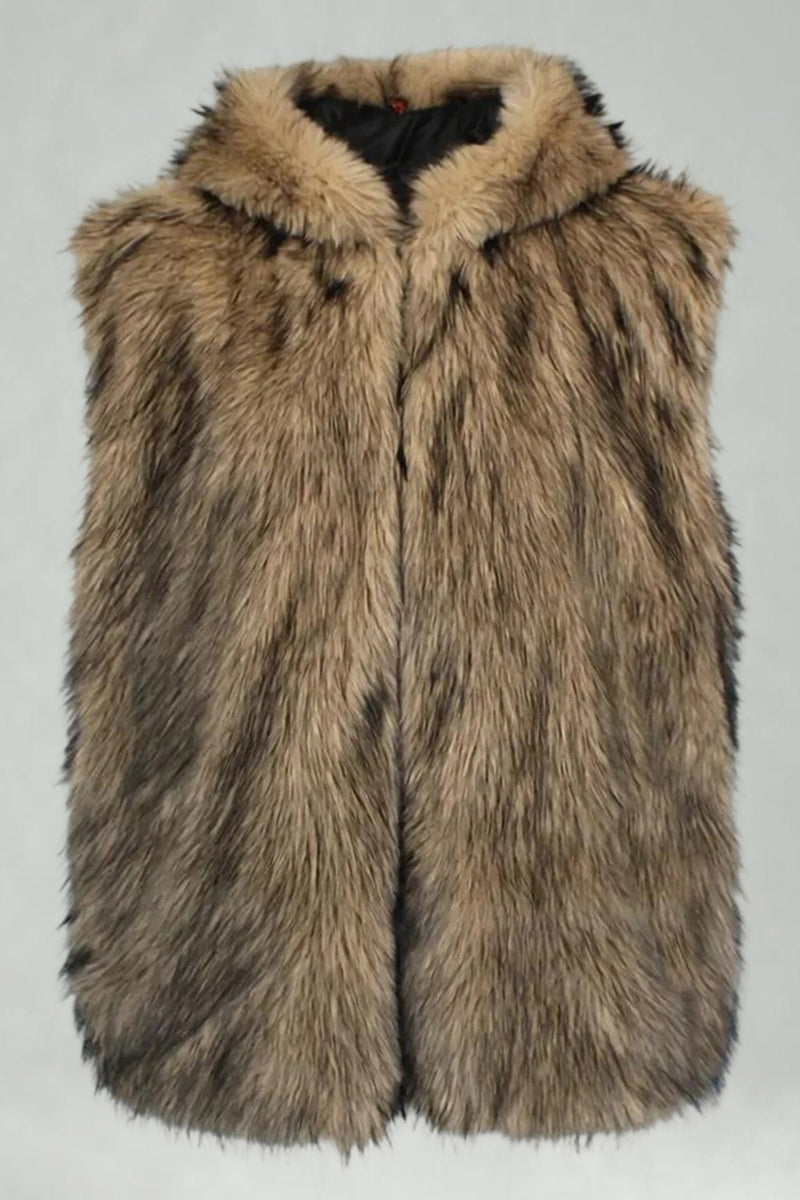 Laden Sie das Bild in den Galerie-Viewer, Kapuzenweste aus Kamelpelz für Männer