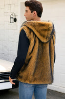 Laden Sie das Bild in den Galerie-Viewer, Kapuzenweste aus Kamelpelz für Männer