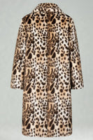 Laden Sie das Bild in den Galerie-Viewer, Kaffee Leopard Shawl Kragen Langer Kunstpelz Herrenmantel