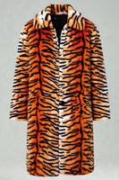 Laden Sie das Bild in den Galerie-Viewer, Herren Gelber Offener Schalkragen mit Langem Kunstpelzmantel